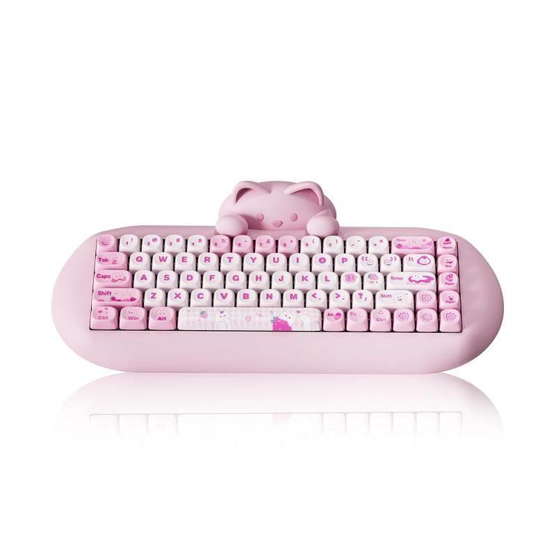 C68 ワイヤレスメカニカルキーボード ゲーミング 可愛い猫 65%コンパクト ホットスワップ対応 シリコン 人間工学 3モード接続 Bluetooth 5.0 2.4Ghz 有線 RGBバックライト NKRO PS4 PS5 Wiws Mac OS対応 仕事 在宅勤務 タイピング 低遅延 静音 カスタマイズ かわいい