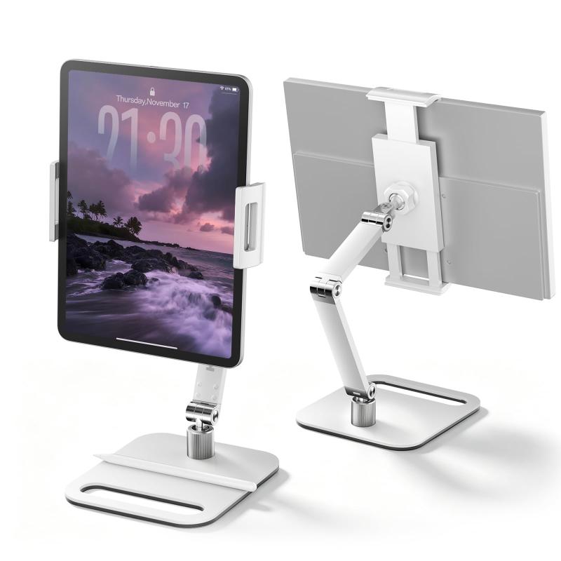 タブレット スタンド 卓上 iPad アーム アルミ製 耐荷重1.5kg スマホ タブレット 4.7-17.3インチ対応 モバイルモニタ ディスプレイ 俯瞰撮影 動画撮影 ライブ配信 在宅勤務 web会議 リモートワーク 角度無段階調整 金属ジョイント クランプ式 ネジ式 頑丈 高耐久性 tsunagu2017-10022409 TsuNaGu2017 サンプル画像2