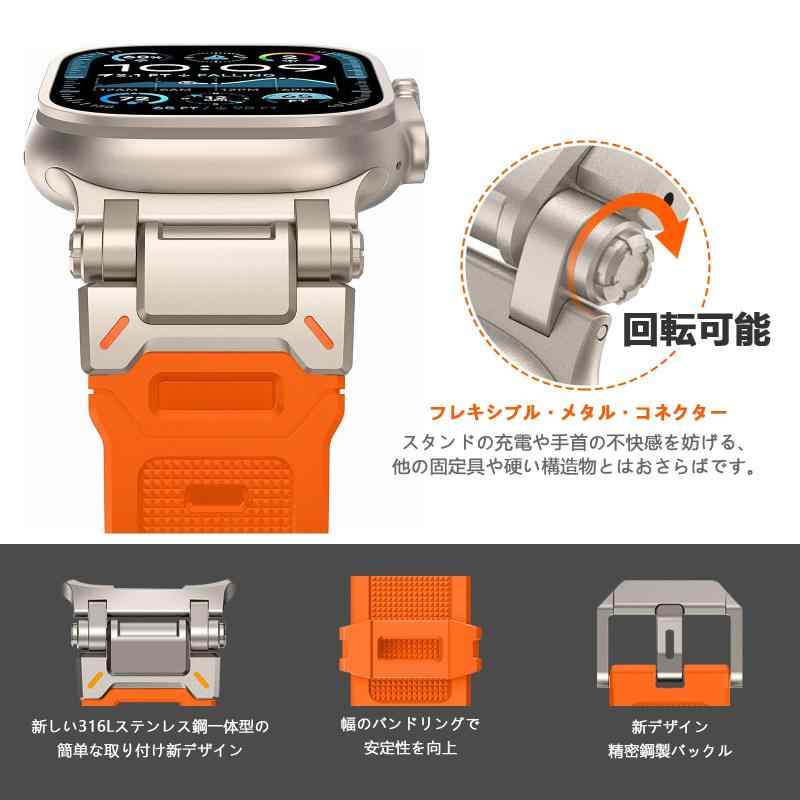 Blissstorm コンパチブル Apple Watch バンド 42mm 44mm 45mm 49mm アップルウォッチ チタンスポーツ バンド TPU 交換用 ベルト 耐衝撃 防水 防汗メンズ Watch Ultra2/Ultra Series10
