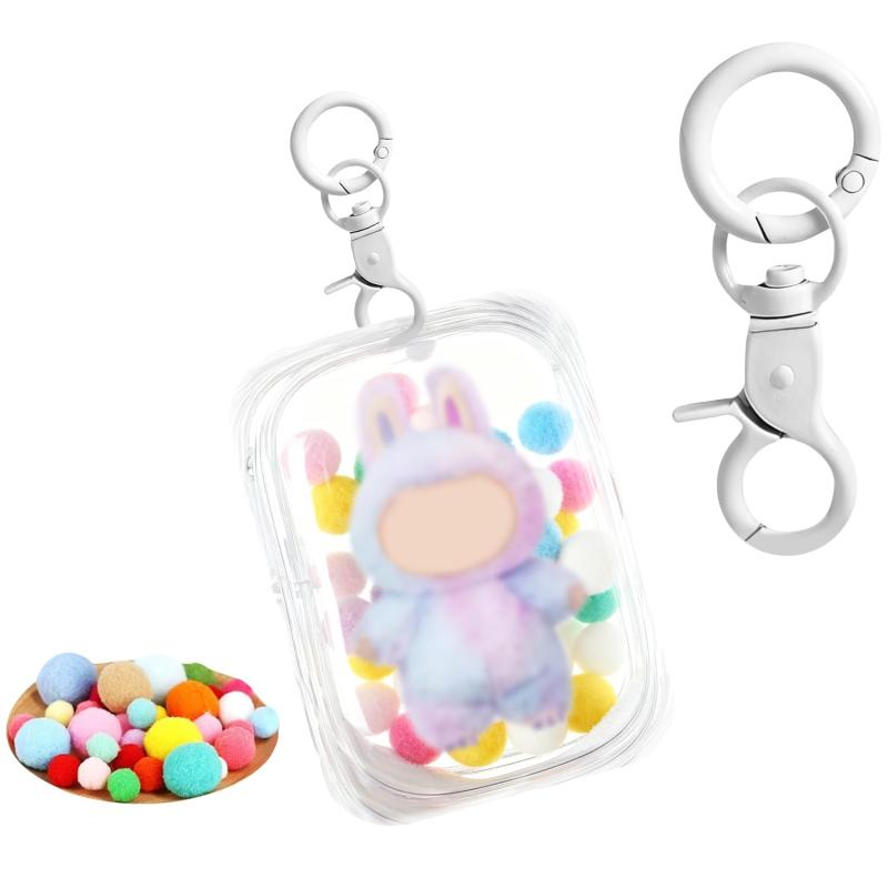 Rakuten - ぬいぐるみポーチ 10cm/15cm/20cmサイズ対応 ぬいポーチ 全透明 PVC収納ケース 防水 防塵ケース ジッパー付き 人形の保管場所 推し活グッズ収納に ポンポンボールとキーホルダー付属