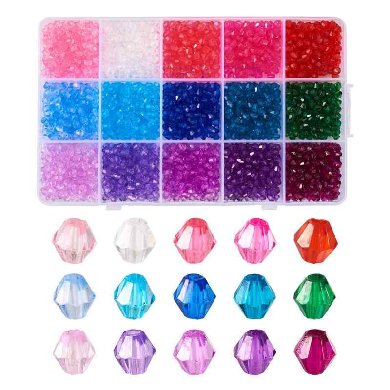 Beadthoven 24色 ソロバン型 アクリルビーズ 透明 カラフル ビーズ 多面的カット ファセット アクセサリーパーツ ジュエリー用 DIY ハンドメイド 手芸材料 手作り素材 クラフト用品