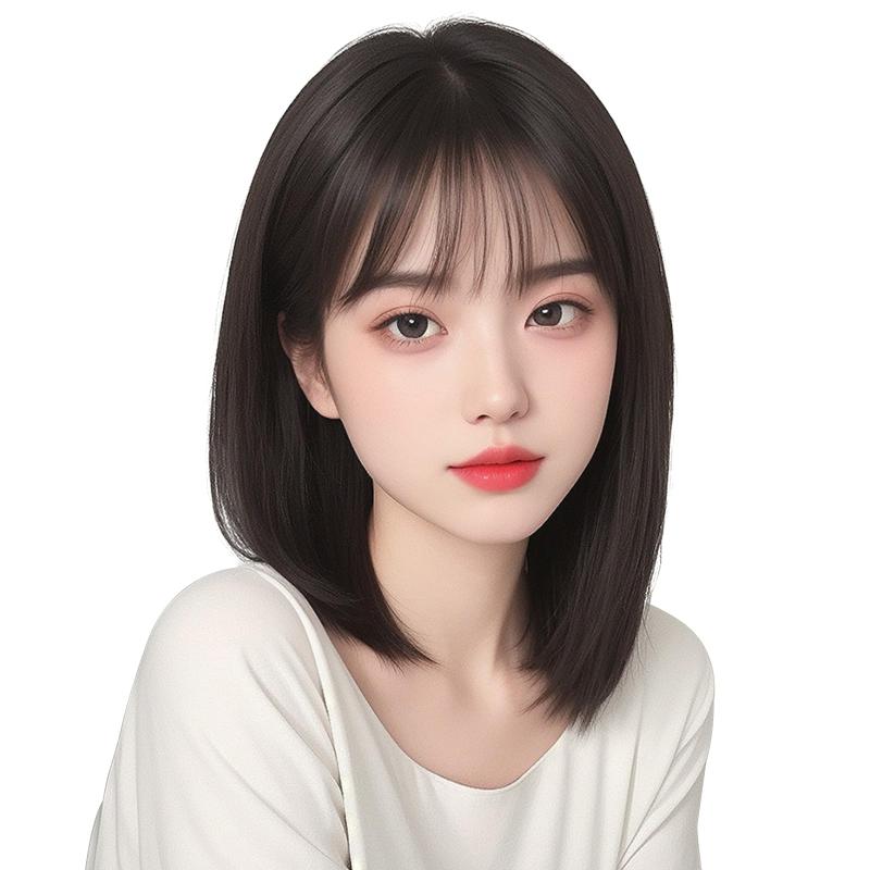 ウィッグ セミロング ミディアム フルウィッグ ボブ 黒髪 ショート 女装 可愛い ブラック 自然 ストレート かつら レディース wig ぱっつん前髪 ハロウィン 小顔 原宿系 日常 耐熱 ネッ