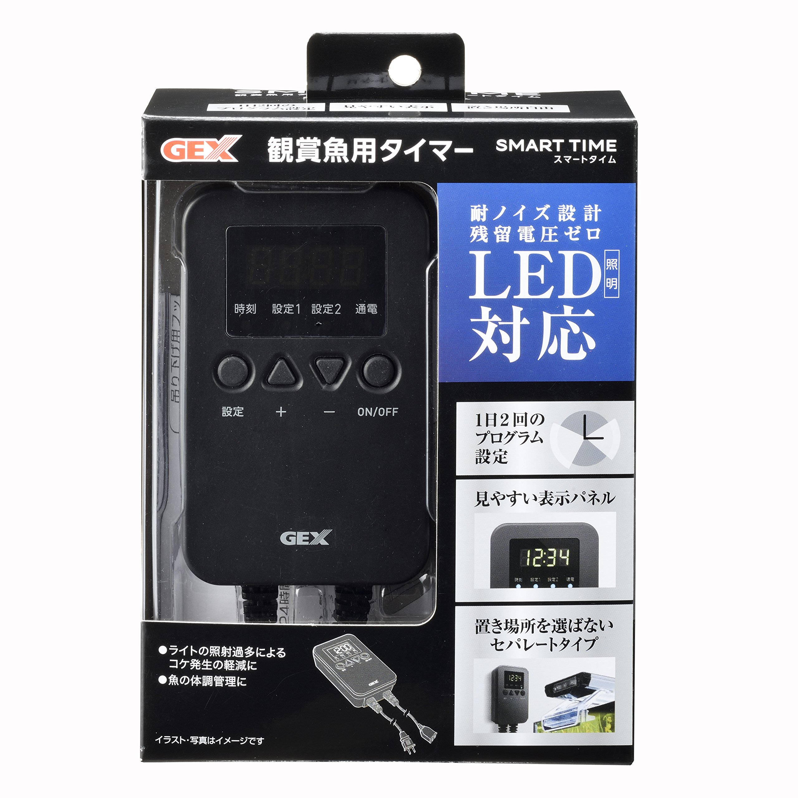 水槽用ライト タイマー サーモスタット 観賞魚 アクアリウム 小型 コンセント 管理水槽用照明の点灯や消灯を自動で管理できるアクアリウム用のタイマーです。毎日決まった時間に水槽用ライトを自動でオンオフ設定できるため、規則正しい光の照射で熱帯魚や水草の飼育環境を整えます。消し忘れや付け忘れといった照明管理の悩みを解消し、留守中や旅行中でも安心してアクアリウムを楽しめます。規則正しい光のリズムを作ることにより、観賞魚のストレス軽減や水草の健やかな育成に貢献します。■商品の特徴・タイマー機能による照明の自動制御指定した時間に水槽用ライトの電源を自動で切り替えることができます。毎日の手動操作が不要になり、規則正しい照射時間を維持できます。・水槽管理の手間を大幅に軽減規則的な光の周期を作ることで、水草の光合成を促し観賞魚の生活リズムを整えます。長時間のつけっぱなしによるコケの発生を抑えることにもつながります。・コンパクトで扱いやすい本体デザイン幅6.2cmと小型な設計のため、コンセント周辺や水槽設置スペースの邪魔になりません。アクアリウムの配線周りをすっきりとまとめることができます。・簡単な操作性で手軽に導入可能設定方法がシンプルで、初めて水槽用タイマーを使用する方でも迷わずセットできます。アクアリウム用の各種照明器具と組み合わせてすぐに使用を開始できます。■こんなお悩みありませんか？・毎朝毎晩の水槽ライトのスイッチ操作が面倒に感じている・外出や旅行で家を空けるときに、水槽の照明をどうするか困っている・ライトの消し忘れで水槽にコケが大量発生してしまう・点灯時間が不定期で、魚や水草に負担がかかっていないか心配■選ばれる理由・毎日の照明管理を自動化して、手動でスイッチを押す手間を減らせます。・旅行中や外出中でも、普段どおりの時間に水槽用照明を点灯と消灯させることができます。・照射時間を一定に保つことで、水草の育成や観賞魚の飼育に適した環境を作れます。■使い方・本製品をコンセントに差し込み、水槽用ライトのプラグを接続します。・希望の点灯時間と消灯時間を設定します。・設定した時間になると自動的に電源が切り替わり、照明が点灯および消灯します。■商品仕様サイズ：幅6.2×奥行2.8×高さ10cm重量：0.19kg原産国：中華人民共和国※入荷時期により、パッケージのデザイン・仕様が異なる場合がございます。