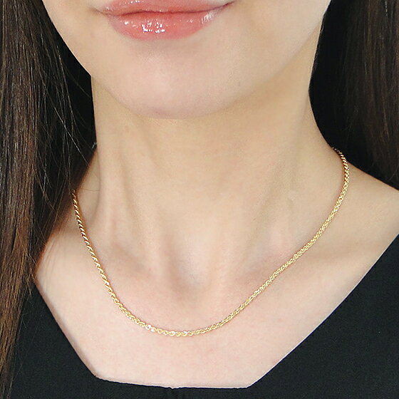 TsunoJewelryの【送料無料】K18YG ロープチェーン ネックレス 45cm ムーブ式 代引手数料無料 品質保証書18金 イエローゴールド 人気 ゴールドネックレス チェーンネックレス レディース ジュエリー ギフト 誕生日 女性 贈り物 ご褒美 クリスマスプレゼント チェーンのみ 軽いネックレス｜アングル3