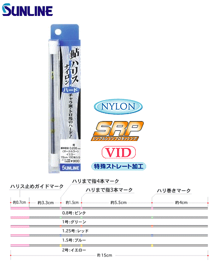 サンライン 鮎ハリスナイロン ハード (1.5号/15cmカット×100本入) 【メール便発送】 釣具