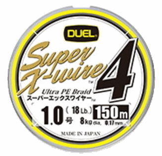 デュエル スーパーエックスワイヤー4 1号 200m 5色イエローマーキング / PEライン つり具 【メール便発送】