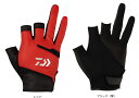 ダイワ レザーフィットグローブ 3本カット DG-1424 レッド XLサイズ / 手袋 ウェア daiwa 釣具 【メール便発送】 【GWセール】