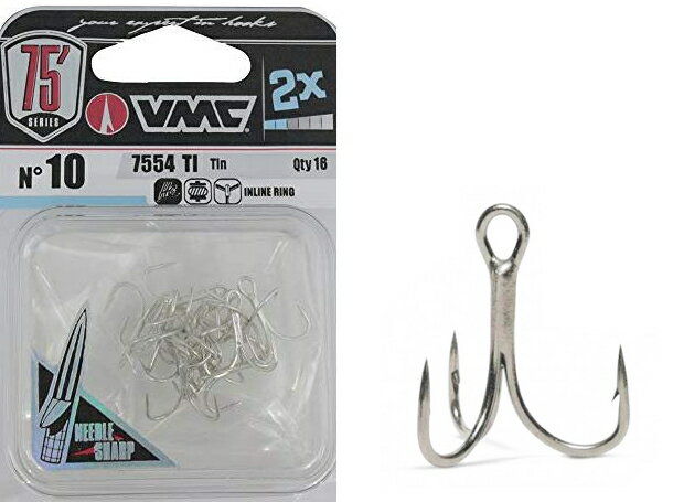 ラパラ トレブルフック VMC7554 2X Strong wire #8 シルバー / ルアーフック 釣具