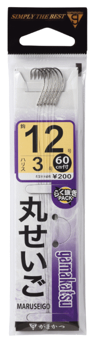 がまかつ 丸せいご 白 糸付 60cm 鈎15号 ハリス4号 / 釣り針 ハリ つり具 【メール便発送】