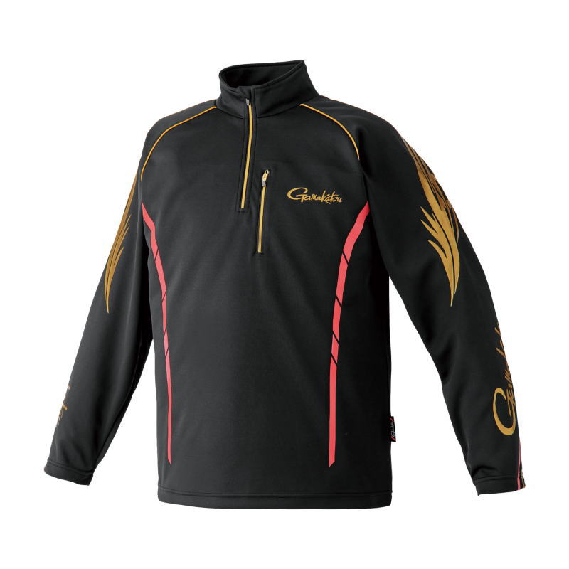 がまかつ 2WAYウォームジップシャツ GM-3766 ブラック/レッド 3Lサイズ / gamakatsu 【期間限定セール】