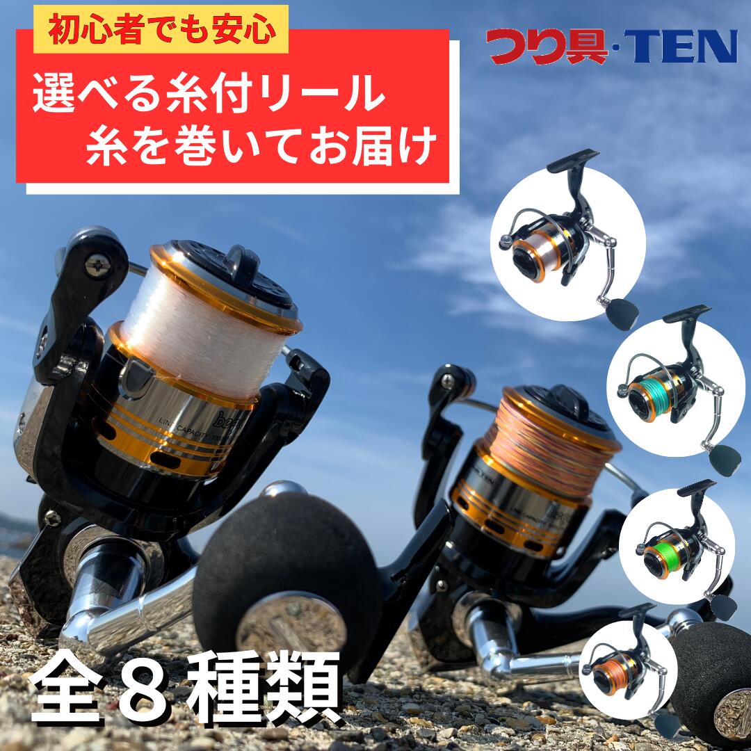 つり具TEN 選べる糸付きスピニングリール BEGA3500 PEライン4号100m付き（海上釣堀 タコ釣り 釣り初心者 入門リールにオススメ）