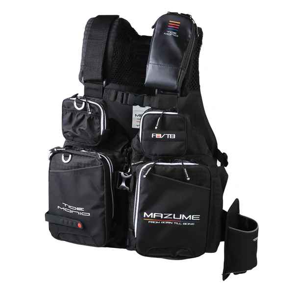 【mazume】MZLJ-831mazumeタイドマニアライフジャケット 　 ブラック×ホワイト【ライフジャケット　釣り】