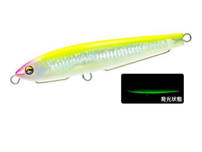爆発的飛距離+レンズの閃光!（International Patent） 遥か彼方のターゲットを狙い撃つ！ 半永久的に輝くリアルレンズを搭載。 遠浅エリアや水面直下狙いに最適なシンキングペンシル！ 薄めのボディ形状で風を切り裂く抜群の遠投性能 浮き上がりが速い設定により、遠浅エリアや水面直下をスローでじっくり狙える ラインを引っ張りながらバックスライドローリングフォールするので着底が分かり易い ●サイズ：115mm ●重さ：40g ●リングサイズ：#5 ●フックサイズ：#2 ●飛距離：MAX90m ●レンジ：ALL RANGE