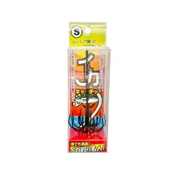 誰でも簡単！イカ釣り名人！ 活きエサが手に入らない時はスーパーで買ったアジでも大丈夫。 エサを水平に刺すことで釣果がアップし、イカ釣りを手軽で簡単に楽しめる大ヒット商品。 フックはブラック塗装でイカに見えにくく、春はMサイズ、秋はSサイズがおすすめ。 サイズ：S JANコード S 4560156748028