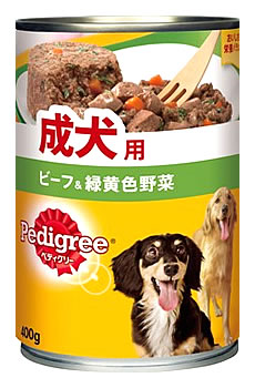 ペディグリー　成犬用　ビーフ＆緑黄色野菜　ウェットフード　缶　(400g)(4)