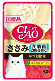 いなばペットフード　CIAO　チャオ　パウチ　乳酸菌入り　ささみ　かつお節味　(40g)