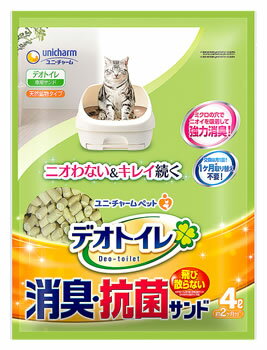 ユニチャーム　ペットケア　デオトイレ　飛び散らない消臭・抗菌サンド　(4L)　猫砂