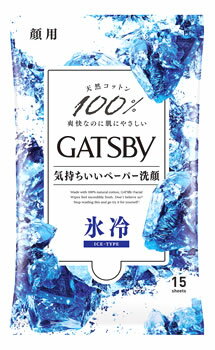 リニューアルに伴いパッケージ・内容等予告なく変更する場合がございます。予めご了承ください。 名　称 ギャツビー　フェイシャルペーパー　アイスタイプ 内容量 15枚 特　徴 ◆顔用 ◆爽快なのに肌にやさしい ◆冷たさ突き抜ける 気持ちいい洗顔ペーパー ◆天然コットン100％メッシュシートだから ◆肌の凹凸に密着して汗・皮脂をしっかり除去 ◆肌あたりやさしい使用感 ◆プラスチック繊維ゼロで環境にやさしい ◆Pure Cotton 日本製素材使用 ◆クール感レベル（シリーズ比）：超クール ◆Wの皮脂クリア成分※＆スムースパウダー配合でアブラを除去してサラサラ肌続く ◆1枚で顔〜胸元までたっぷり拭ける大型ペーパー（20cm×20cm） ◆爽やかなフレッシュアクアの香り ※ポリグリセリル-4ラウリルエーテル、ジオレス-8リン酸Na ◆防腐剤フリー 成　分 水、エタノール、PPG-6デシルテトラデセス-20、ポリグリセリル-4ラウリルエーテル、ジオレス-8リン酸Na、メントール、タルク、メントキシプロパンジオール、クエン酸Na、クエン酸、香料 区　分 化粧品/フェイシャルシート/日本製 ご注意 ◆本品記載の使用法・使用上の注意をよくお読みの上ご使用下さい。 販売元 株式会社マンダム　大阪市中央区十二軒町5-12 お問い合わせ　電話：0120-37-3337 広告文責 株式会社ツルハグループマーチャンダイジング カスタマーセンター　0852-53-0680 JANコード：4902806112511