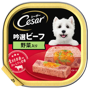 マースジャパン シーザー トレイ 成犬用 吟選ビーフ 野菜入り (100g) ドッグフード ウェット