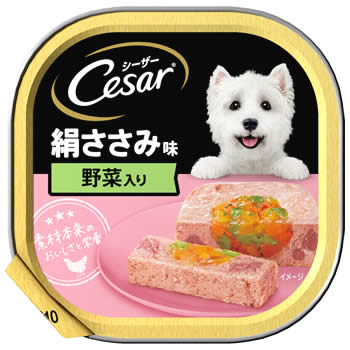 マースジャパン シーザー トレイ 成犬用 絹ささみ味 野菜入り (100g) ドッグフード ウェット
