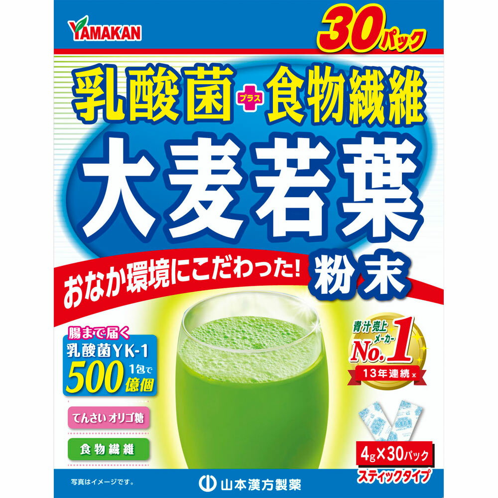 山本漢方 大麦若葉＋乳酸菌 (4g×30パック) 青汁　※軽減税率対象商品のサムネイル