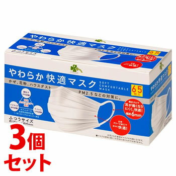 【あす楽】　《セット販売》　くらしリズム やわらか快適マスク ふつうサイズ (65枚)×3個セット マスク　【送料無料】　【smtb-s】