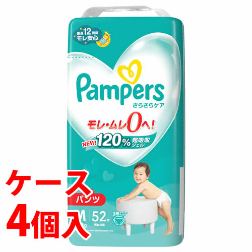 《ケース》　P&G パンパース さらさらケア パンツ スーパージャンボ Mサイズ たっち (52枚)×4個 6-12kg 男女共用 ベ…