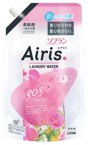 ライオン ソフラン エアリス パティオ さくら＆ローズペタルの香り つめかえ用 (850mL) 詰め替え用 柔軟剤 柔軟仕上げ剤 Airis