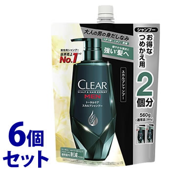 《セット販売》　ユニリーバ クリアフォーメン トータルケア スカルプシャンプー つめかえ用 (560g)×6個セット 詰め替え用 男性用シャ..