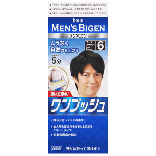 楽天ツルハドラッグホーユー メンズビゲン ワンプッシュ 6 ダークブラウン （1個） 男性用 白髪用 ヘアカラー　【医薬部外品】