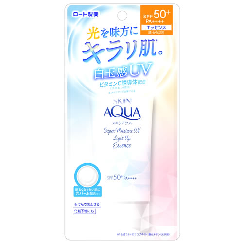 スキンアクア 日焼け止め 【特売】　ロート製薬 スキンアクア スーパーモイスチャー UVライトアップエッセンス SPF50+ PA++++ (70g) 日焼け止め 顔 からだ用 化粧下地