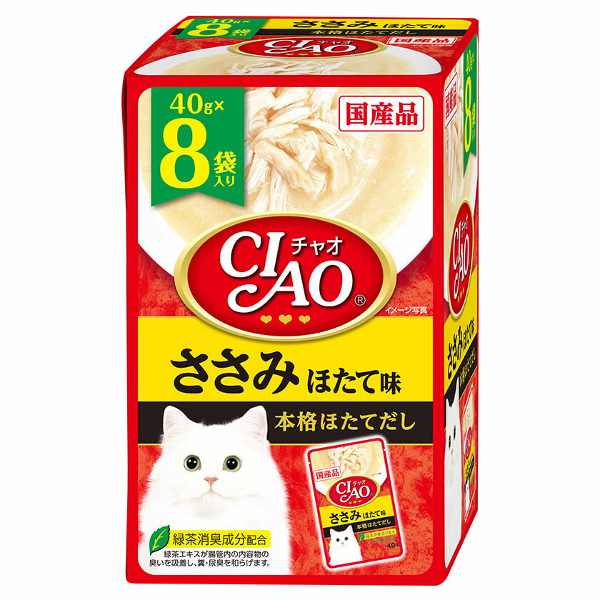 いなばペットフード CIAO チャオ パウチ ささみ ほたて味 (40g×8袋) キャットフード ウェット 国産品(4)