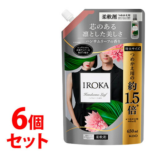 《セット販売》　花王 イロカ ハンサムリーフ スパウト つめかえ用 (650mL)×6個セット 詰め替え用 特大サイズ 柔軟剤 IROKA　【送料無料】　【smtb-s】のサムネイル