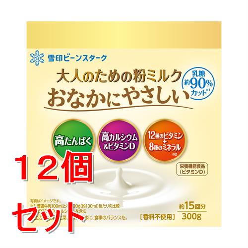 リニューアルに伴いパッケージ・内容等予告なく変更する場合がございます。予めご了承ください。 &nbsp; 商品名称 雪印ビーンスターク 大人のための粉ミルク　おなかにやさしい 内容量 300g&times;12 特徴 ◆母乳や粉ミルクの研究からうまれた大人向け栄養バランスサポート食品◆乳糖約90％カット※1◆高たんぱく&nbsp;◆高カルシウム＆ビタミンD ◆12種のビタミン＋8種のミネラル※2※1普通牛乳100mlと本品20g（約100ml）当たりの比較※2ビタミンD、カルシウムを含む 用法／用量 1日20g（大さじ約3杯）を目安に、約100mlのお湯や水に溶かしてお召し上がりください。スプーン(大さじ)は別途ご用意ください 栄養成分表示等 栄養成分:20g当たり：エネルギー88kcal、たんぱく質5．0g、脂質3．0g、炭水化物10．6g、−糖質9．6g−食物繊維1．0g、食塩相当量0．10g、ビタミンA200&mu;g、ビタミンB10．18mg、ビタミンB20．18mg、ビタミンB60．12mg、ビタミンB120．50&mu;g、ビタミンC10mg、ビタミンD2．0&mu;g、ビタミンE1．3mg、ビタミンK5．7&mu;g、ナイアシン1．8mg、パントテン酸0．4mg、葉酸36&mu;g、カルシウム150mg、リン100mg、鉄1．6mg、カリウム120mg、マグネシウム13mg、亜鉛0．8mg、セレン2．6&mu;g、モリブデン3．5&mu;g、トリプトファン66mg、リノール酸440mg、&alpha;-リノレン酸80mg、イソマルトオリゴ糖200mg、乳糖0．35gアレルギー物質:乳製品・大豆 材質・原材料・成分 脱脂粉乳、デキストリン（でん粉糖化物）、乳たんぱく質、植物油（パーム核油、パーム油、カノーラ油、大豆油）、イソマルトオリゴ糖液糖、イヌリン（食物繊維）／レシチン、クエン酸K、塩化Mg、炭酸Ca、V.C、ピロリン酸鉄、V.E、グルコン酸亜鉛、炭酸K、ナイアシン、V.A、パントテン酸Ca、V.B1、V.B6、V.B2、葉酸、V.K、V.D、V.B12、（一部に乳成分・大豆を含む） 区分 ダイエット・健康/健康食品 保管及び取扱い上の注意（免責） ●使用する際は、虫やほこり、髪の毛などが入らないようにご注意ください。●開缶後は、湿気を避け、乾燥した涼しい場所に保管し、冷蔵庫には入れないでください。●開缶後は1か月以内にお召し上がりください。◆本品記載の使用法・使用上の注意をよくお読みの上ご使用下さい。 注意事項 ●缶切りを使用しないでください。切り口で手をけがしたり、切りくずが混入するおそれがあります。◆本品記載の使用法・使用上の注意をよくお読みの上ご使用下さい。 発売元 雪印ビーンスターク お問合せ先 0120-241-537 9時-17時（土日祝・年末年始除く） 広告文責 株式会社ツルハグループマーチャンダイジングカスタマーセンター　047-409-4023 JANコード：4987493030140