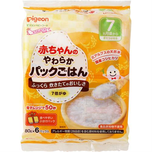 ピジョン　ベビーフード　赤ちゃんのやわらかパックごはん　7ヵ月　(6パック)　防災　備蓄　※軽減税率対象商品