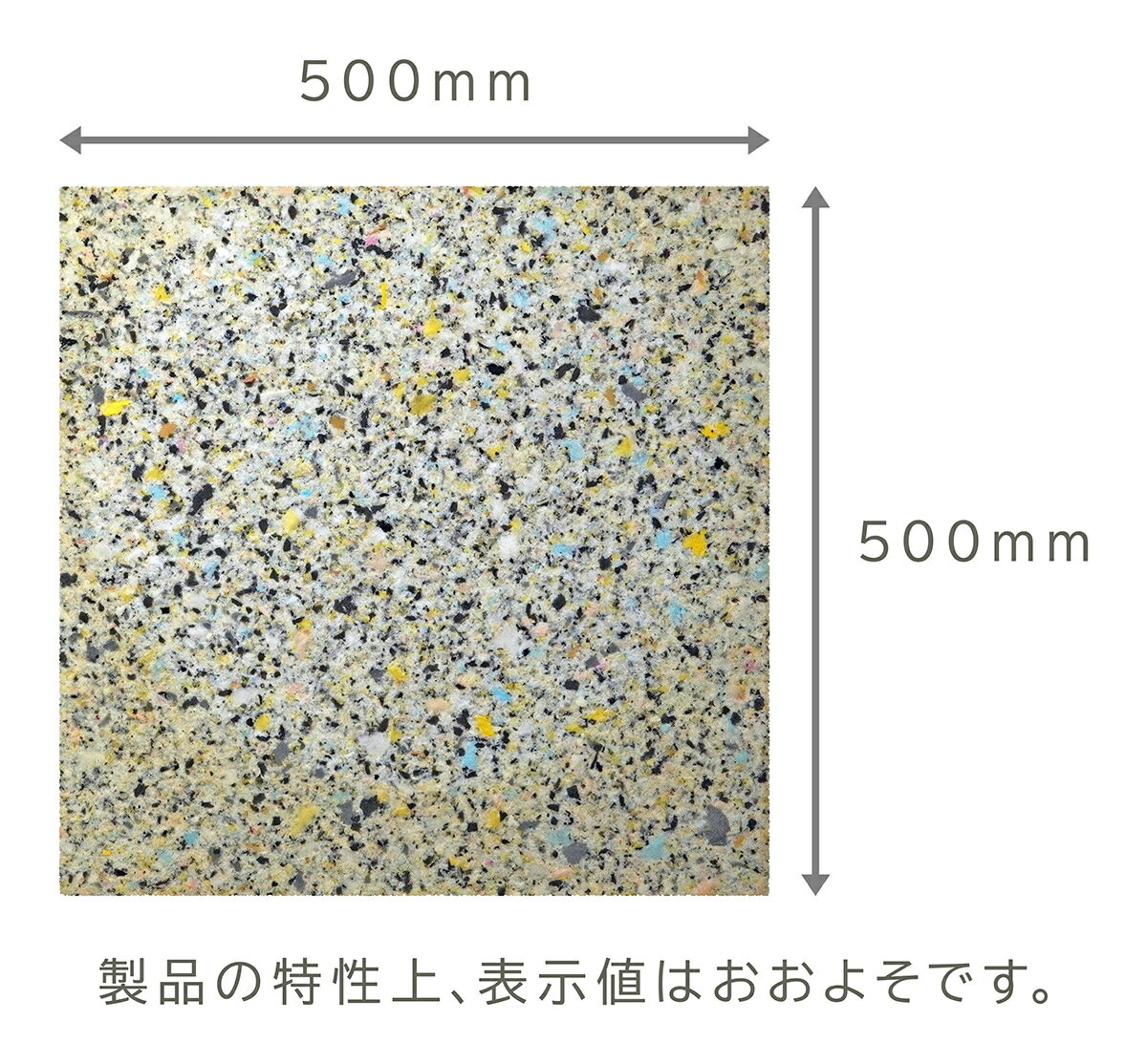 チップウレタン ベースマット 約50×500×500mm DIY用 工作用 スポンジ 日本製 高品質 緩衝材 制振材 防振材 防音材 お昼寝マット 体操マット プレイマット ウレタンチップモールド 5cm 5センチ 50ミリ 50cm 50センチ 500ミリ 2