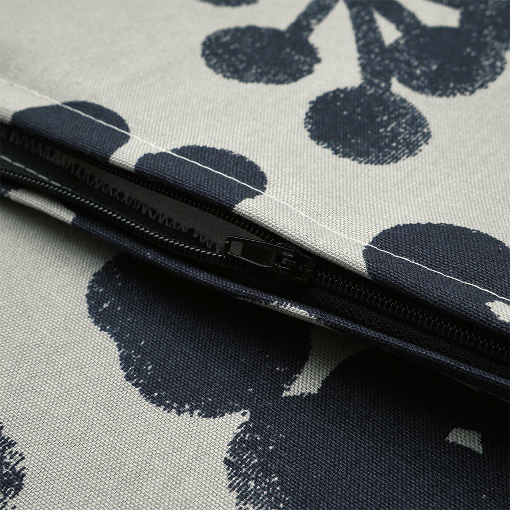 クッションカバー 約70×70cm モコ グレー ネイビー 綿100％ 日本製 素縫い 両面 ファスナー ボタニカル 草花 植物 葉柄 北欧系 灰色 紺色 ねずみ色 青系 大きい 大きな ビッグ ラージ ジャンボ ジャイアント