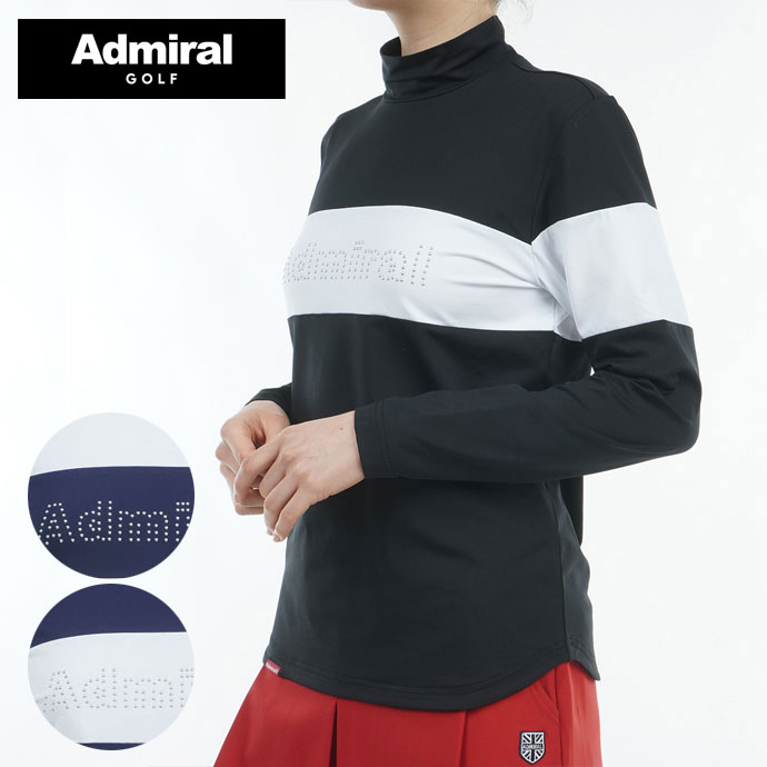 【★11/11までクーポン配布中★※対象外あり】ゴルフウェア アドミラル ポロシャツ 裏起毛メタルロゴロングスリーブモックシャツ ADLA459 レディース