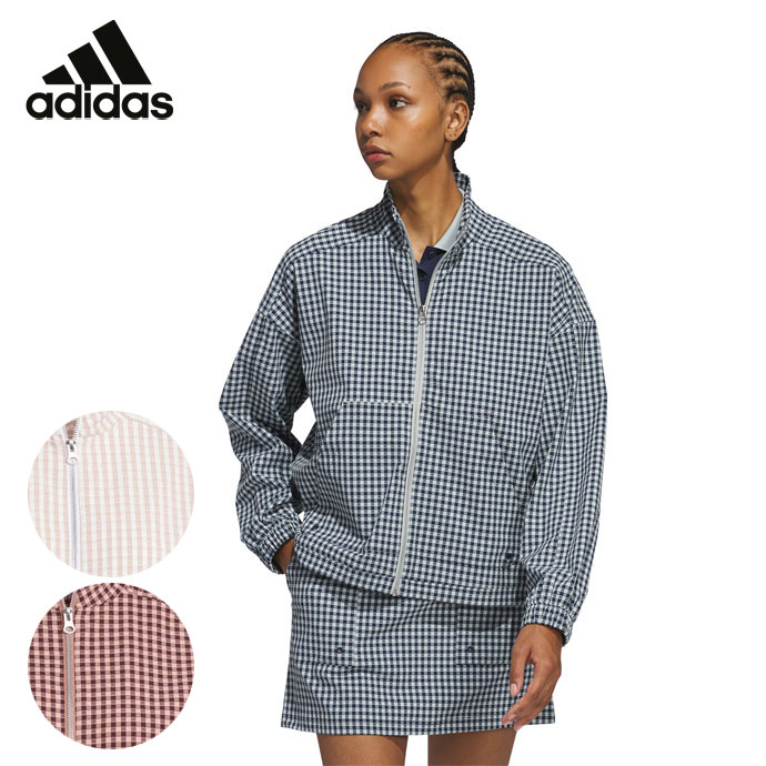 【8/29まで★クーポン配布中★※対象外あり】ゴルフウェア アディダス アウター ギンガムチェックフルジップ長袖ジャケット KTI71 レディース