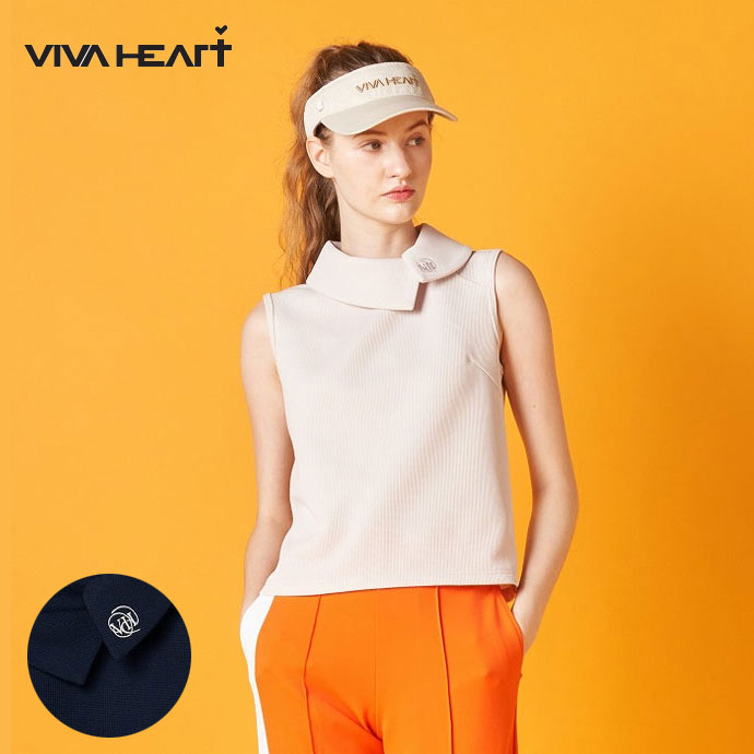 ゴルフウェア ビバハート ポロシャツ ワッフルロールカラーノースリーブ 01223370 レディース