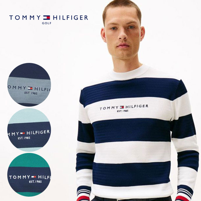 ゴルフウェア トミーヒルフィガー セーター ボーダー クルーネックニット THMA565 メンズ