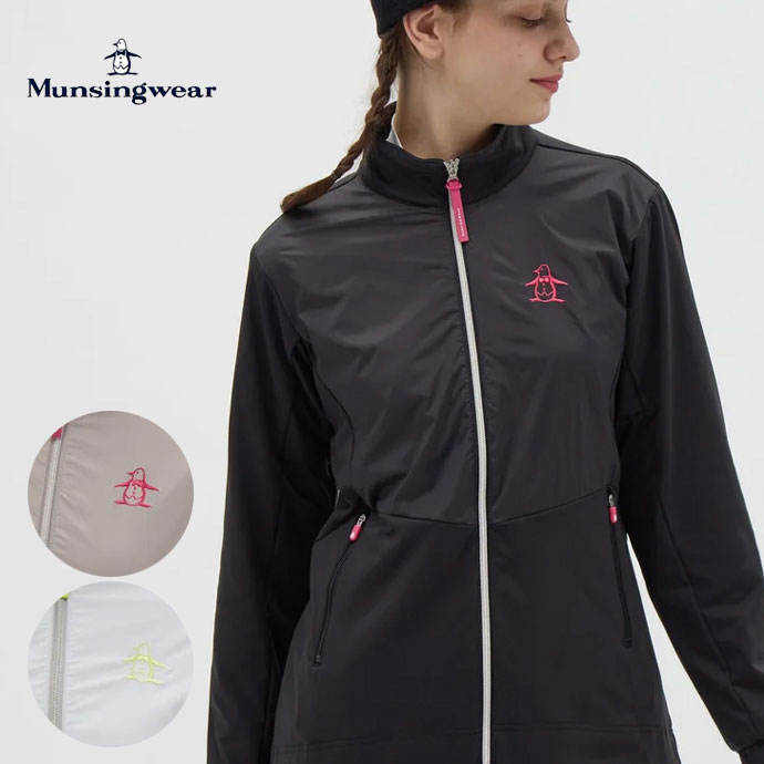 ゴルフウェア マンシング ポロシャツ ストレッチ前開きスタンドジップハイブリットカットソー MG5FSW22L レディース