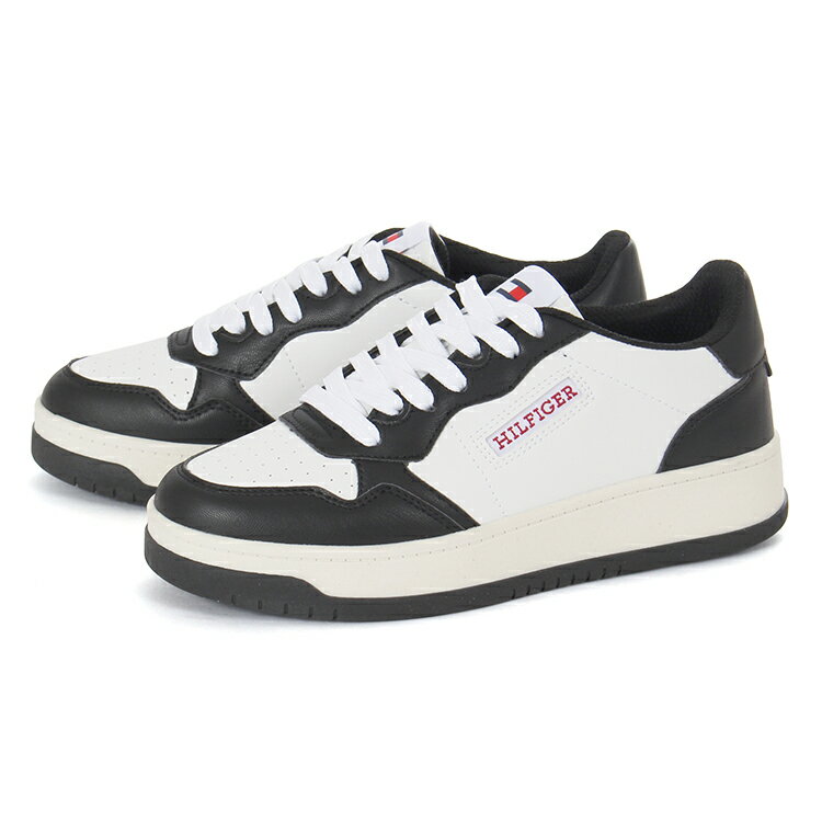 ■商品詳細ブランドTOMMY HILFIGER（トミーヒルフィガー）モデル名DUNNERカラーホワイト/ブラックアッパー素材合成皮革底材合成底【23.0】【23.5】【24.0】【24.5】【25.0】【25.5】 ご購入にあたっての諸注意当店は実店舗とオンラインショップの在庫を共有しております。在庫管理には細心の注意を払いますが、ご注文時に在庫があっても、タイムラグ等により欠品である場合がございます。また商品によっては、実店舗での試着跡・皺（しわ）等が付く場合がございます。検品時にメンテナンスを行い、事前に商品状態の画像をお送りし、ご購入の判断を仰ぐ場合がございます。予めご了承くださいますようお願い申し上げます。 海外のサイズ表記と日本のサイズ表記でも記載しております。あくまでも当社のサイズ選びの目安であり、メーカー・モデルによって記載数値に誤差がでることがございます。予めご了承くださいますようお願い申し上げます。当店の商品には並行輸入品もございます。製造ブランドで検品審査に合格した商品を輸入しておりますが、国ごとの基準差による作りの粗さや、海外からの輸送による外箱の破損や汚れなど、多少のダメージや表記のある場合がございます。何卒ご理解の程、よろしくお願い致します。商品箱につきまして商品によりましては、ご注文の商品とは異なる箱でお送りする場合がございます。（高級靴は除きます。）ご了承ください。商品の梱包作業から発送に至るまで当社では検品から梱包までの一連の作業をカメラにて録画しております。録画されている動画をもとに、お客様からの申し出が詐欺まがいの行為と判断された場合は当店では警察に届けることにしています。