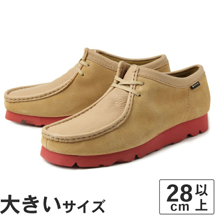 ■商品詳細ブランドClarks（クラークス）モデル名WALLABEE GTX(ワラビー ゴアテックス)メーカー品番26162413カラーメープルアッパー素材スエード/レザー底材ラバー(ビブラム製)横幅G(スタンダードフィット)ヒールの高さスペアシューレース(1セット)商品紹介クラークスのアイコニックアイテム、ワラビーのGore-tex(ゴアテックス)仕様。1966年の発売当初足から変わらぬ包み込まれるような履き心地はそのままに、防水透湿機能に優れたGore-texの搭載でより実用的に。じめじめの雨の日も靴内部をドライにキープ、快適にお履きいただけます。アッパーには防撥水スプレーの使用がおすすめ。水の侵入をカットすることで、さらに安心で快適に。【ベージュ】【28.0】【28.5】【29.0】 ご購入にあたっての諸注意当店は実店舗とオンラインショップの在庫を共有しております。在庫管理には細心の注意を払いますが、ご注文時に在庫があっても、タイムラグ等により欠品である場合がございます。また商品によっては、実店舗での試着跡・皺（しわ）等が付く場合がございます。検品時にメンテナンスを行い、事前に商品状態の画像をお送りし、ご購入の判断を仰ぐ場合がございます。予めご了承くださいますようお願い申し上げます。 海外のサイズ表記と日本のサイズ表記でも記載しております。あくまでも当社のサイズ選びの目安であり、メーカー・モデルによって記載数値に誤差がでることがございます。予めご了承くださいますようお願い申し上げます。当店の商品には並行輸入品もございます。製造ブランドで検品審査に合格した商品を輸入しておりますが、国ごとの基準差による作りの粗さや、海外からの輸送による外箱の破損や汚れなど、多少のダメージや表記のある場合がございます。何卒ご理解の程、よろしくお願い致します。商品箱につきまして商品によりましては、ご注文の商品とは異なる箱でお送りする場合がございます。（高級靴は除きます。）ご了承ください。商品の梱包作業から発送に至るまで当社では検品から梱包までの一連の作業をカメラにて録画しております。録画されている動画をもとに、お客様からの申し出が詐欺まがいの行為と判断された場合は当店では警察に届けることにしています。英国発のシューズブランド。 履き心地の良い靴を作りたいという信念の下、物づくりに対して丁寧に向きあい、常に独創的なアイデアを落とし込んだシューズを数々提案。時代の移り変わりや流行に追随することなく、つねに時代のこころに溶け込んできた靴がいわば"クラークスオリジナルズ"。