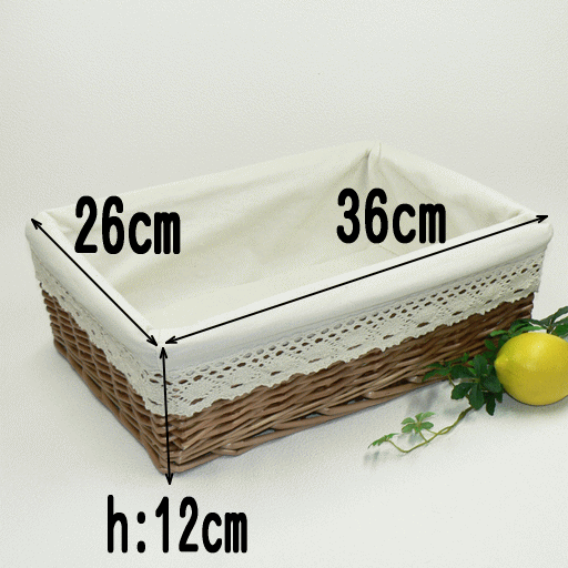 【サイズ：36×26×h12】カラーボックス用バスケット浅型（帆布付きかご）