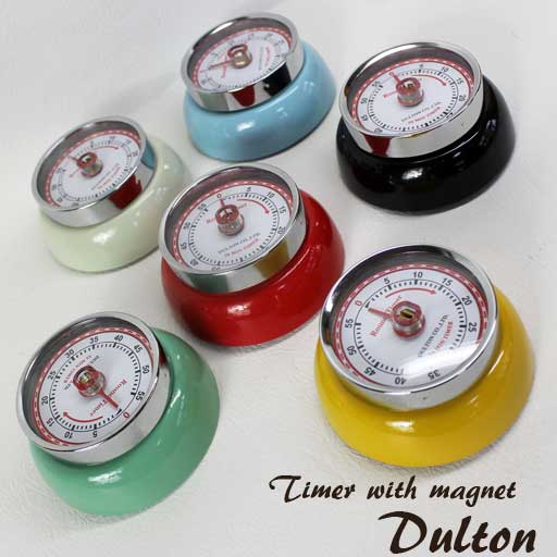 【郵便送料￥350】【DULTON】カラーキッチンタイマー（55分まで）マグネット付き♪＜アイボリー レッド イエロー サックスブルー ミントグリーン ブラック グレー オリーブ＞【ゼンマイ式/乾電池不要/冷蔵庫に貼れる/ダルトン/ZIZIZIZI〜と音がします/かわいい/】