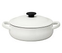 野田琺瑯 ルーク LUKE 浅型キャセロール 3.4L(ホワイト)【25cm/電磁調理器対応】