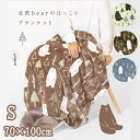 【即日発送】フランネル×ボア ベア柄ブランケット Sサイズ(70×100cm)【ひざ掛け/ひざかけ/やさしい手触り/ふんわり/ひざ掛け/ひざかけ/あたたかい】 その1