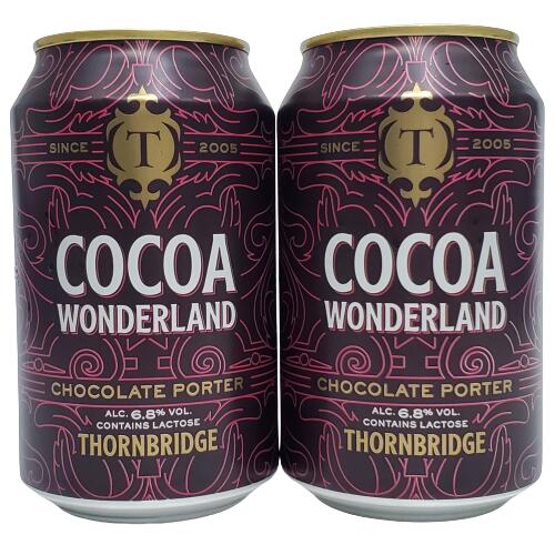 ソーンブリッジ・ココアワンダーランド　チョコレートポーター 6.8％ 330ml缶×2本組 【クラフトビール】【イギリス】【賞味期限：2024年4月19日】のサムネイル