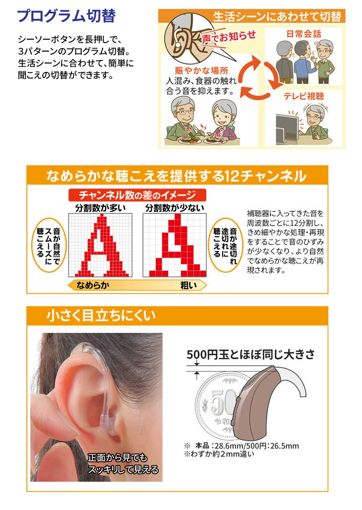 アドバンス補聴器 モデルズ 耳かけ式デジタル補聴器 片耳用（左右兼用） 使用後も...